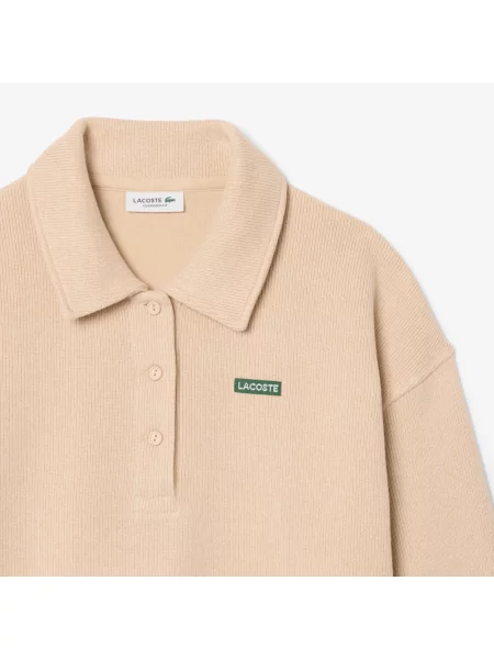 Поло Lacoste с воротником бежевое