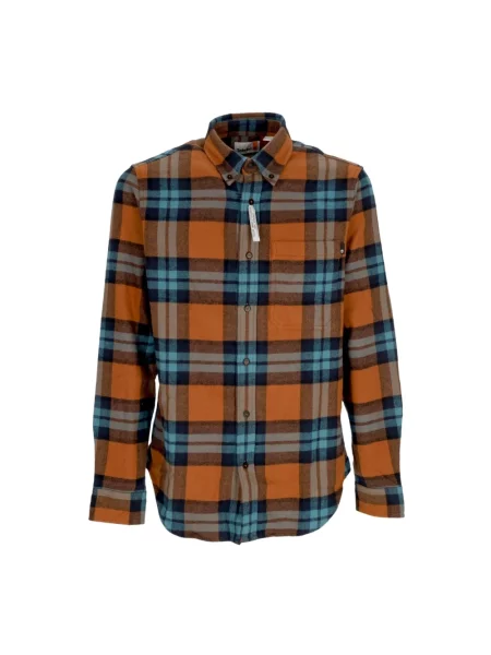 Koszula Timberland w kratkę z długim rękawem flanelowa żółta