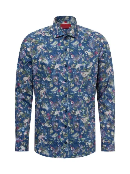 Finshley & Harding koszula biznesowa Easy Care Mężczyźni Slim Fit niebieski|wielokolorowy wzorzysty 37 niebieska