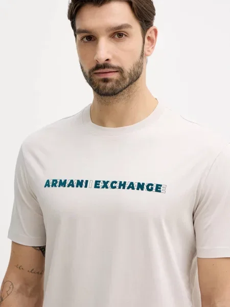 Футболка Armani Exchange с принтом бежевая