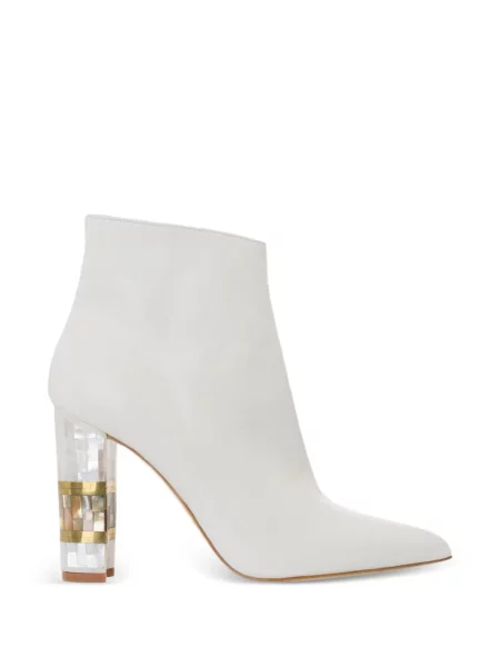 Cizme scurte Freya Rose din piele alb