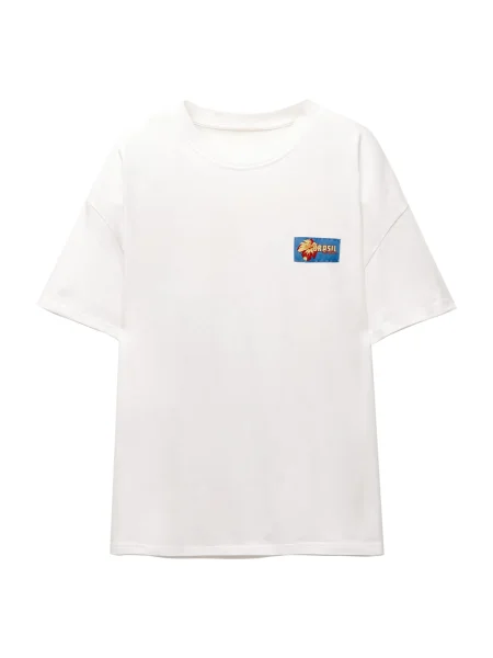 Pull&Bear Tricou BRAZIL azur / galben deschis / roșu alb