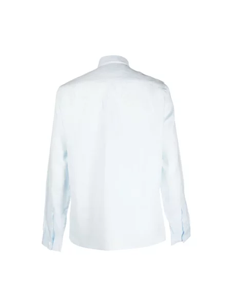 Lacoste koszula lniana regular z kołnierzykiem button-down niebieski