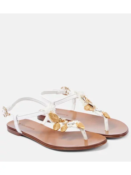 Chiloți tanga Dolce&gabbana din piele alb