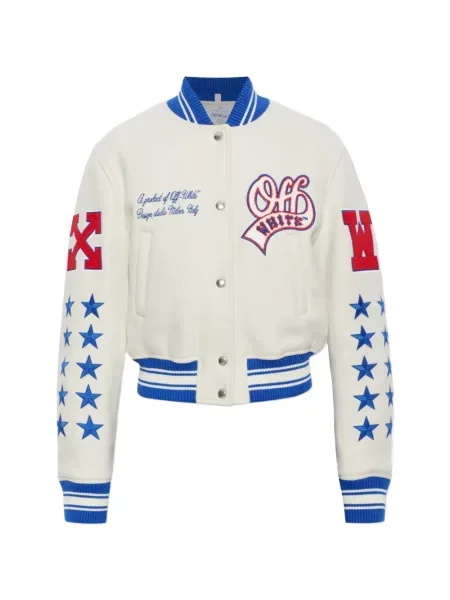 Geacă bomber Off-white cu autograf alb