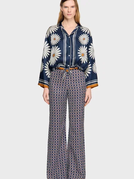 Шовкова блуза Sandro синя