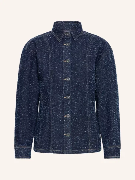 Ichi Džínová Bunda Ihisalia dark blue broken denim modrá