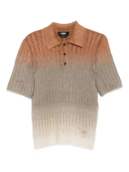 Tricou polo Fendi cu gradient gri