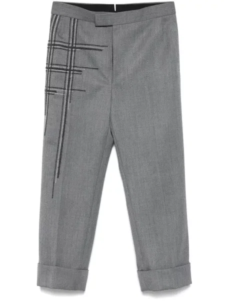 Pantaloni Thom Browne cu talie joasă gri
