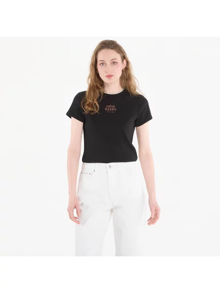 T-shirt Calvin Klein Jeans Ss Baby Rib Logo Baby Tee Black S czarna