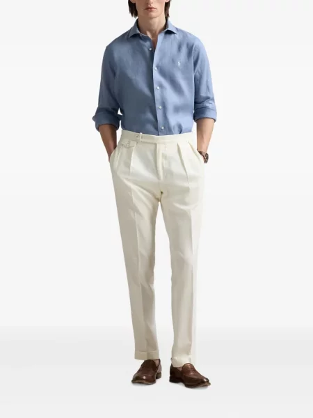 Długa koszulka Polo Ralph Lauren bez rękawów skórzana niebieska