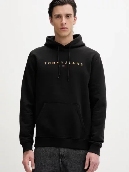 Tommy Jeans hanorac cu glugă bărbătesc cu negru