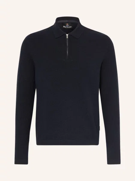 Barbour Pletené Polo Tričko tmavě modrá