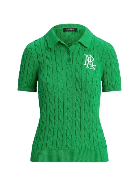 Tricou polo Lauren Ralph Lauren tricotate verde