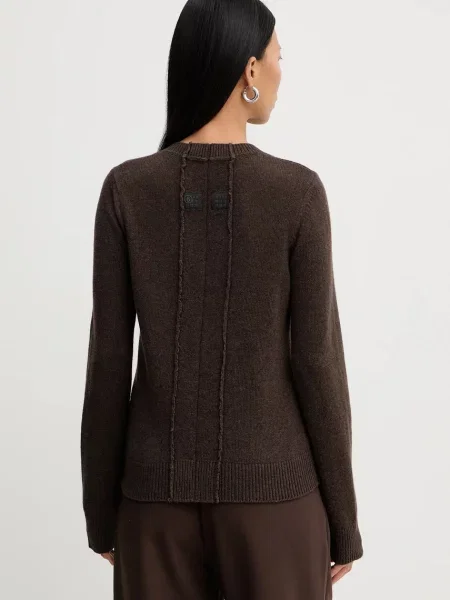Maison Margiela sweter z dodatkiem wełny brązowy