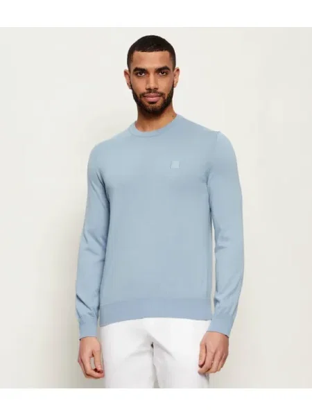 BOSS ORANGE Pulover Kanovano_S cu adaos de cașmir albastru