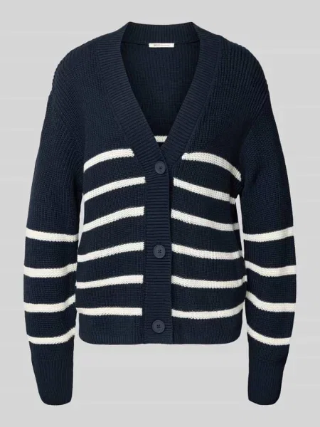 Kurtka z dzianiny o kroju regular fit z mieszanki bawełny Tom Tailor Denim granatowa