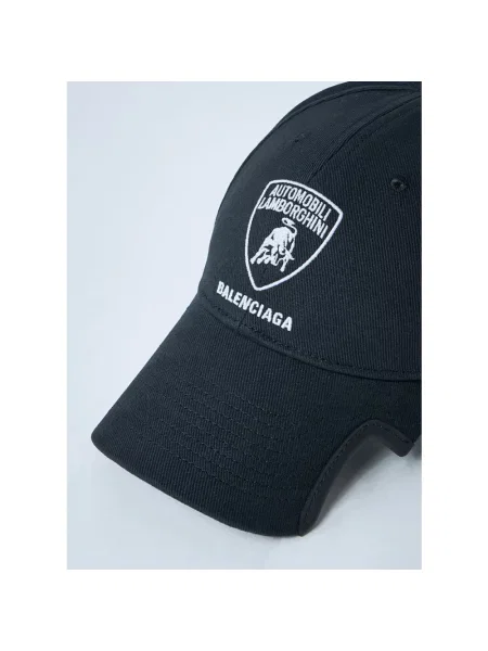 Lniana czapka z daszkiem Balenciaga z logo czarna