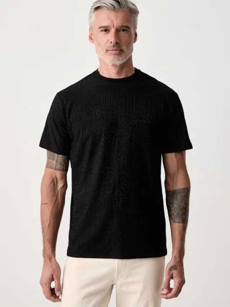 GUESS Tricou gri deschis negru