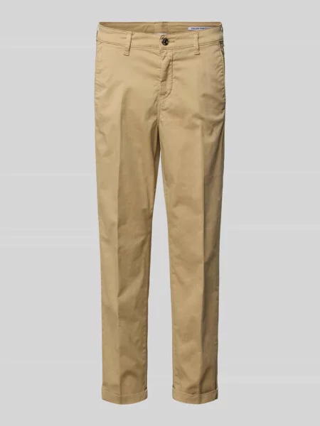 Chinosy o skróconym kroju slim fit model ‘TURN UP’ Mac beżowe