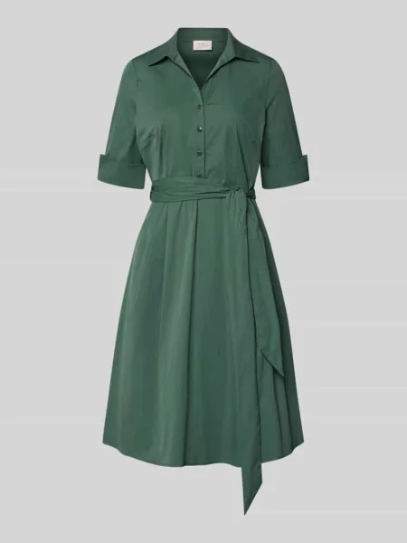 Sukienka koszulowa do kolan z wiązanym paskiem Robe Légère zielona