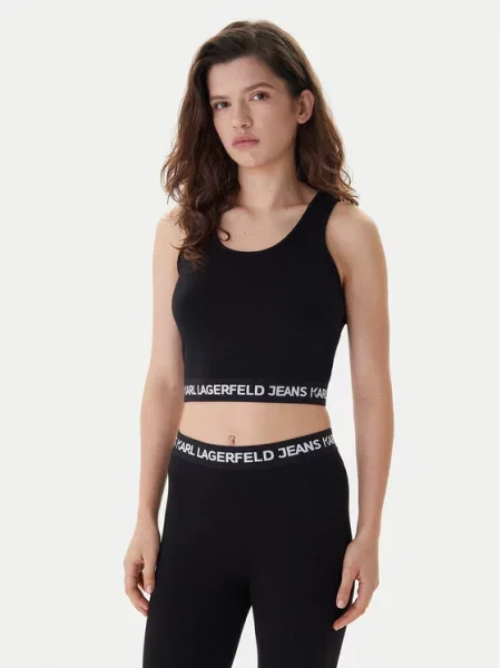 Karl Lagerfeld Jeans топ черен