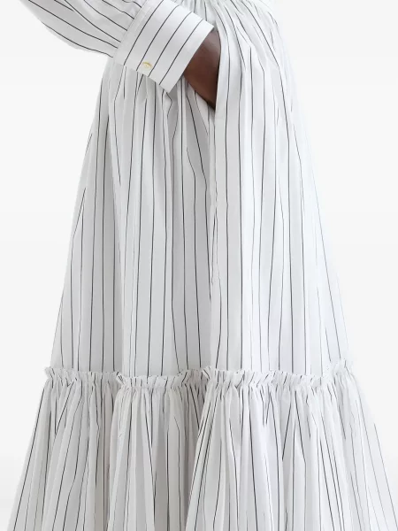 Fustă midi Jil Sander cu dungi până la genunchi alb