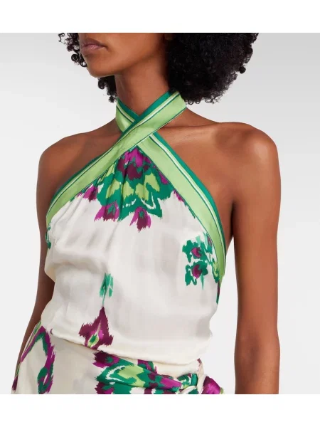 Rochie Poupette St Barth cu imagine cu gât halter verde