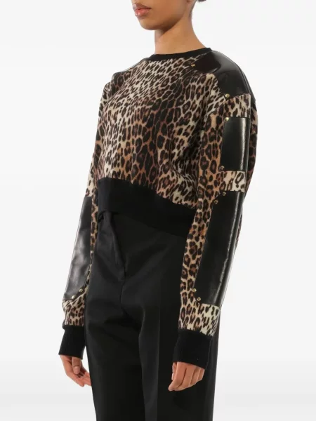 Decupat pulover Givenchy din piele negru