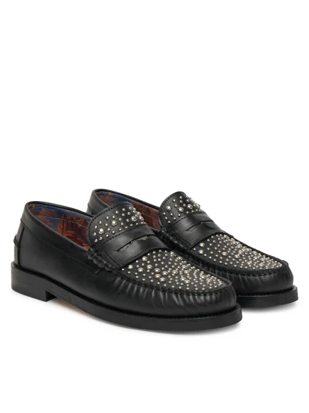 Кожени мокасини Naked Wolfe Riviera Riviera Black Studs черно