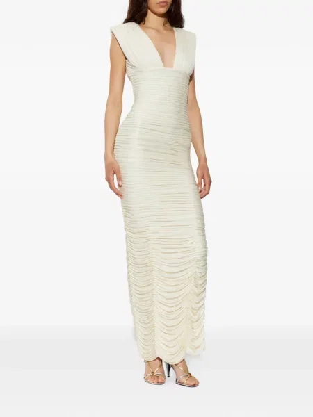 Rochie maxi Versace cu decolteu în V cu volane