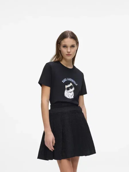 Karl Lagerfeld Tričko Ikon Choupette čierna biela