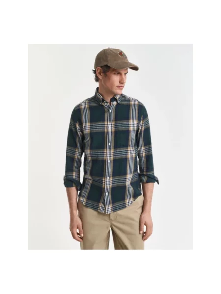 Gant koszula regular z kołnierzykiem button-down zielony