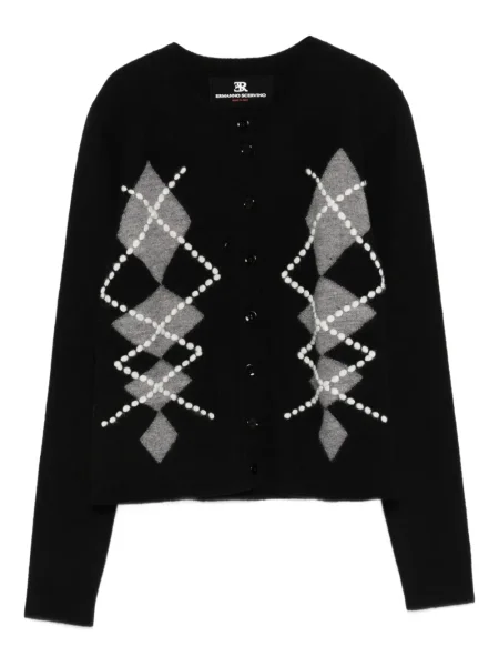 Cardigan Ermanno Scervino cu model argyle negru