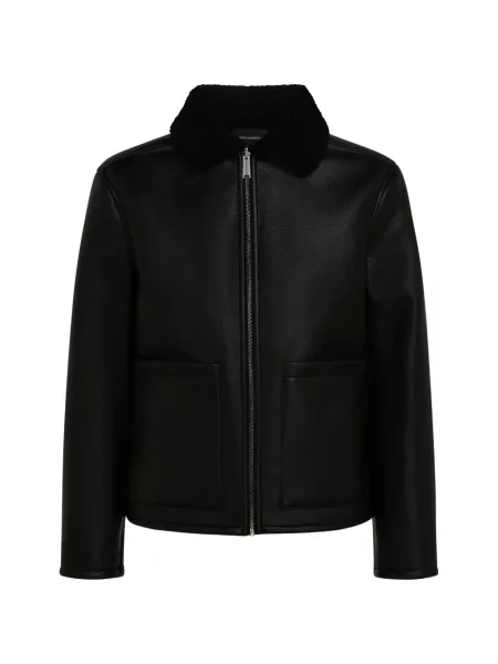 Reversibil geacă Karl Lagerfeld din piele de oaie negru