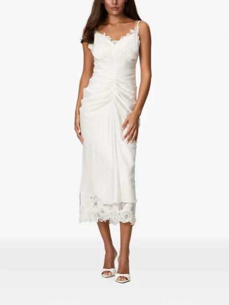 Rochie midi Norina St cu volane din dantelă alb