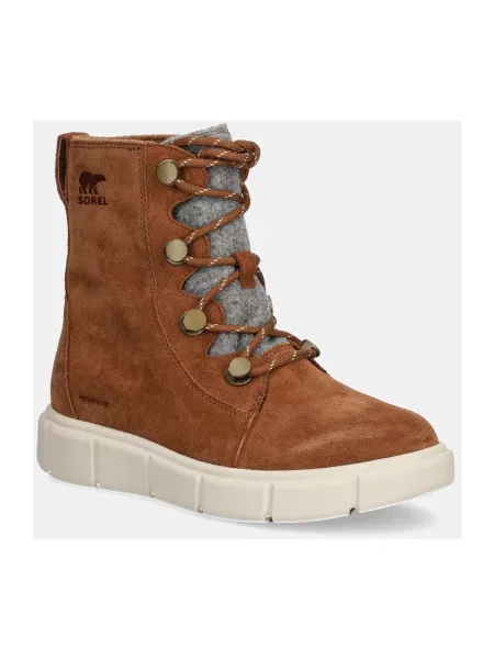 Sorel botki SOREL EXPLORER III JOAN WP na płaskim lekko ocieplone brązowy