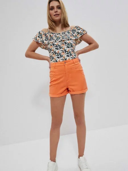 Pantaloni scurți Moodo din lyocell portocaliu