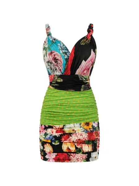 Rochie mini Dolce & Gabbana cu model floral cu volane negru