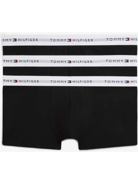 Bokserki Tommy Hilfiger Low Rise Logo czarne 3 sztuki S białe