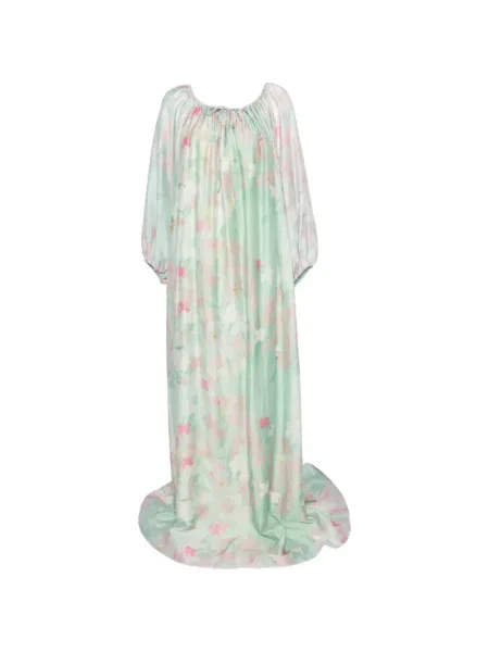 Rochie maxi Bernadette cu model floral cu imagine verde