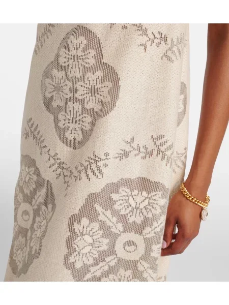 Rochie maxi Valentino cu model floral bej