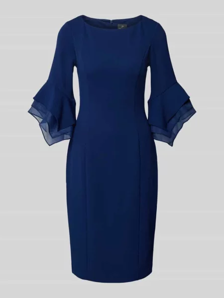 Sukienka koktajlowa o długości do kolan z okrągłym dekoltem Adrianna Papell granatowa