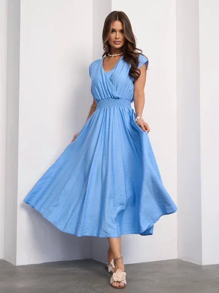 Лляна Сукня міді ISSA Plus блакитний