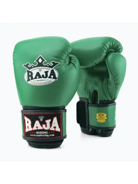 RAJA BOXING Единична стандартна естествена кожа боксови ръкавици зелени