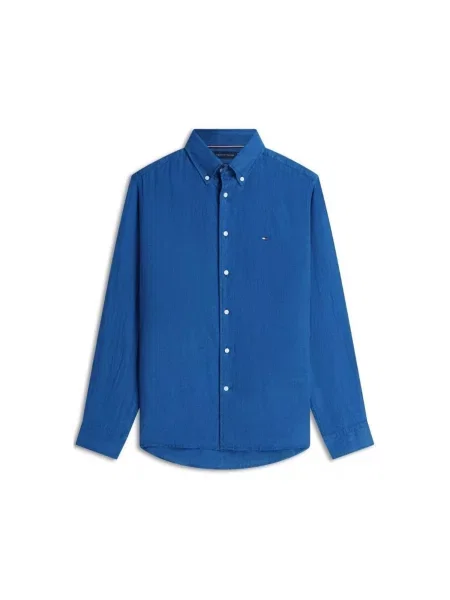 Tommy Hilfiger Lněná Košile Regular Fit tmavě modrá