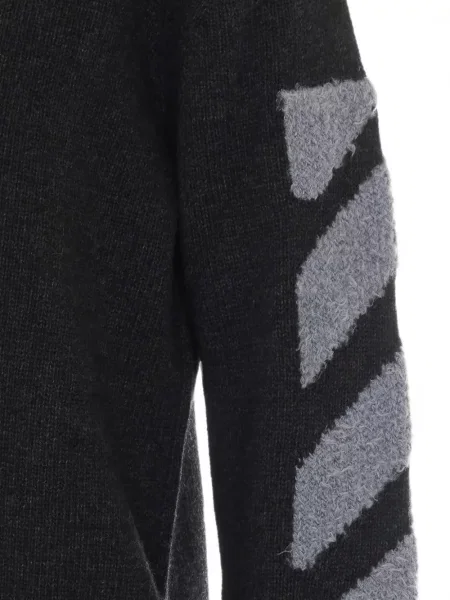 Hanorac crewneck Off-white cu decolteu rotund alb