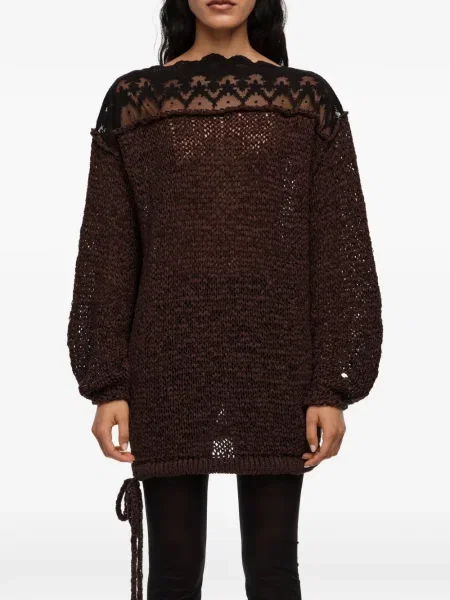 Pulover Bimba Y Lola din dantelă maro