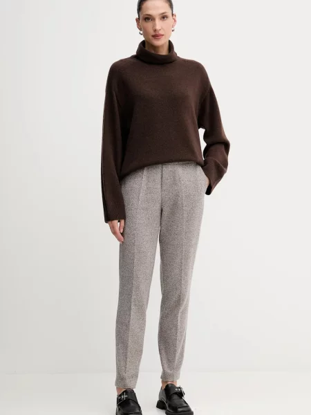 Marc O'Polo spodnie proste high waist beżowy