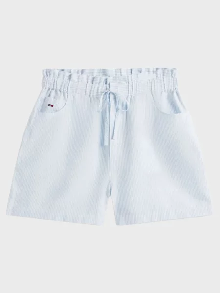 Льняные джинсовые шорты Tommy Jeans в полоску голубые